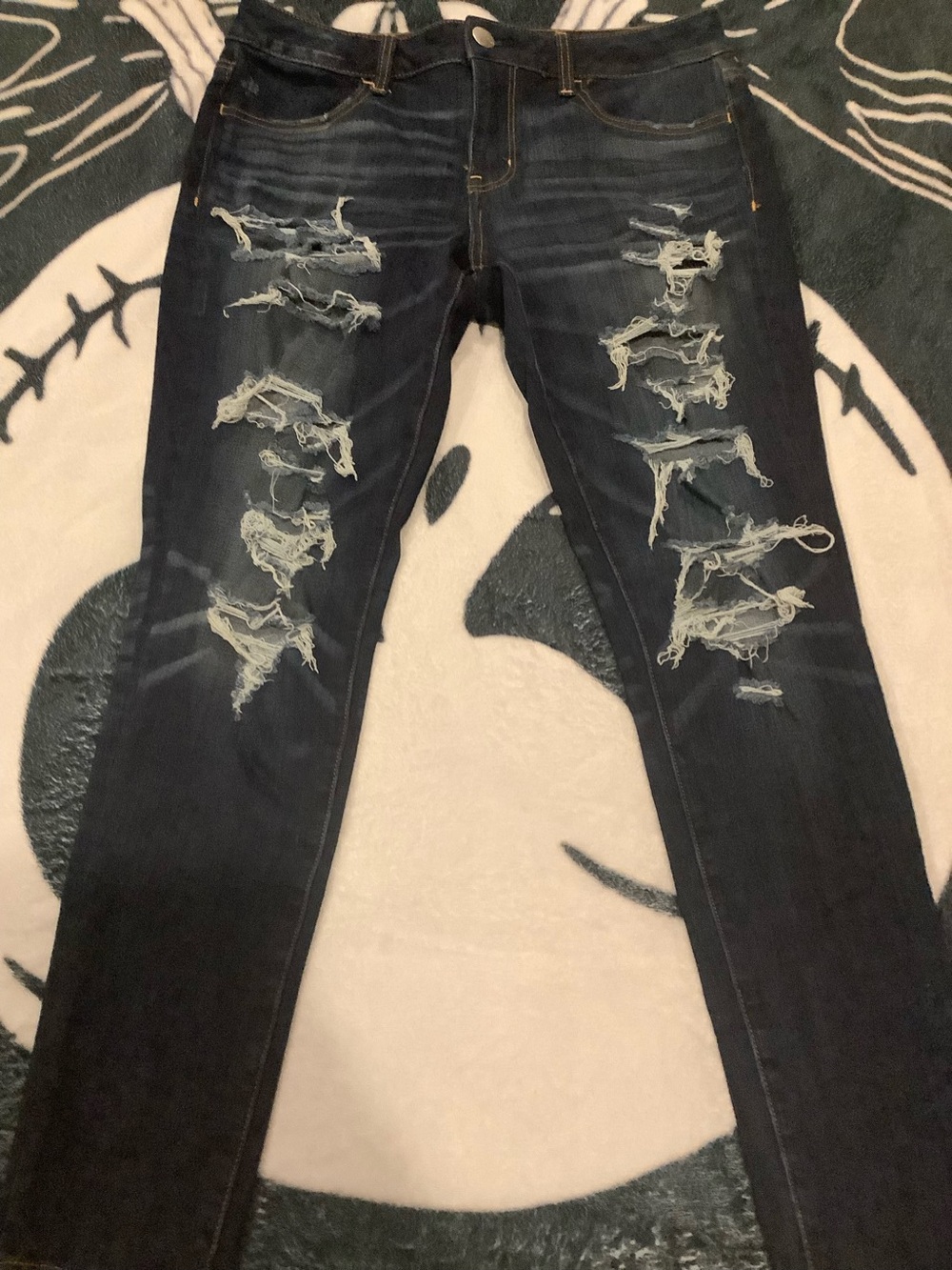 AE Dark Blue Distressed Jeggings